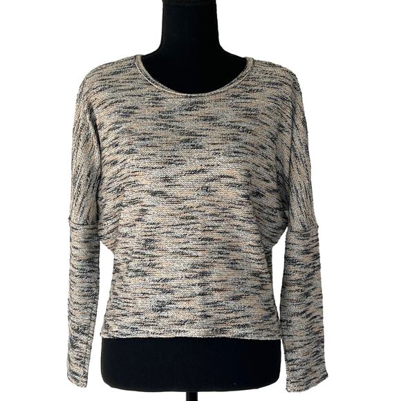 Designer YA LOS ANGELES Dolman Sleeve Crop Sweater Oversized Small Black Silver - Picture 1 of 6